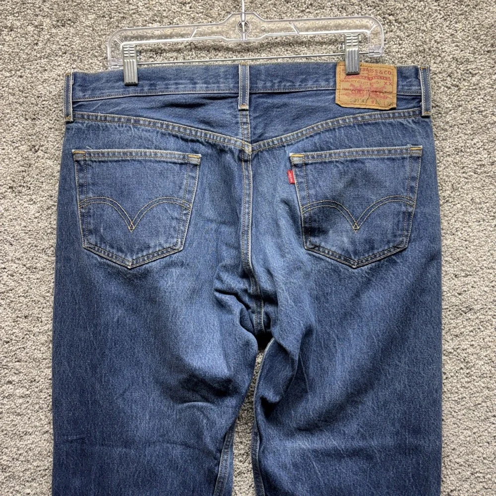 Levi's Denim Jeans 501XX-0000 ButtonFly 38x32 (36x29) Mexico‎ Y2K 90s Distressed